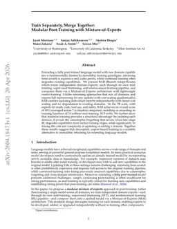 Train Separately, Merge Together: Modular Post-Training with Mixture-of-Experts