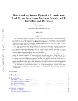 Benchmarking System Dynamics AI Assistants: Cloud Versus Local LLMs on CLD Extraction and Discussion
