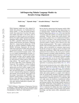 Self-Improving Tabular Language Models via Iterative Group Alignment