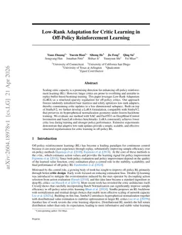 Low-Rank Adaptation for Critic Learning in Off-Policy Reinforcement Learning