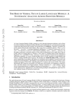 The Rise of Verbal Tics in Large Language Models: A Systematic Analysis Across Frontier Models