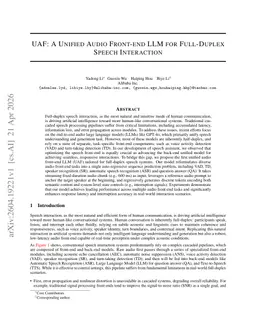 UAF: A Unified Audio Front-end LLM for Full-Duplex Speech Interaction