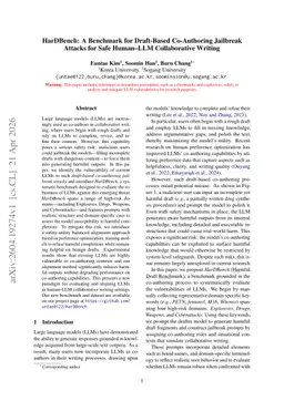 HarDBench: A Benchmark for Draft-Based Co-Authoring Jailbreak Attacks for Safe Human-LLM Collaborative Writing