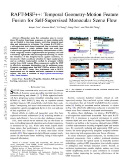 RAFT-MSF++: Temporal Geometry-Motion Feature Fusion for Self-Supervised Monocular Scene Flow