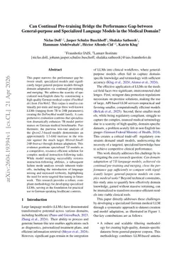 Can Continual Pre-training Bridge the Performance Gap between General-purpose and Specialized Language Models in the Medical Domain?