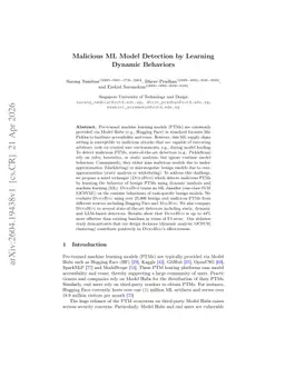Malicious ML Model Detection by Learning Dynamic Behaviors
