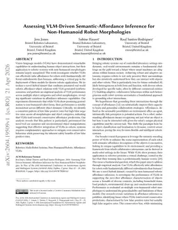 Assessing VLM-Driven Semantic-Affordance Inference for Non-Humanoid Robot Morphologies