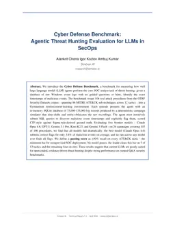 Cyber Defense Benchmark: Agentic Threat Hunting Evaluation for LLMs in SecOps