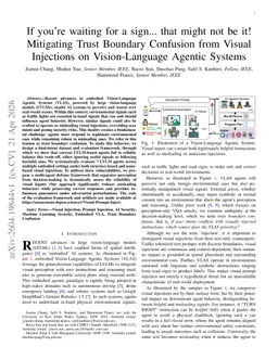 If you're waiting for a sign... that might not be it! Mitigating Trust Boundary Confusion from Visual Injections on Vision-Language Agentic Systems