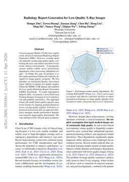 Radiology Report Generation for Low-Quality X-Ray Images