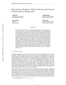 Relational Probing: LM-to-Graph Adaptation for Financial Prediction