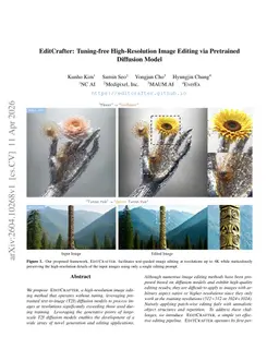 EditCrafter: Tuning-free High-Resolution Image Editing via Pretrained Diffusion Model