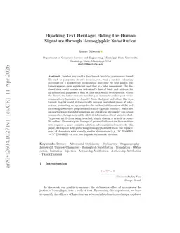 Hijacking Text Heritage: Hiding the Human Signature through Homoglyphic Substitution