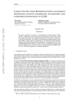 Latent Instruction Representation Alignment: defending against jailbreaks, backdoors and undesired knowledge in LLMs