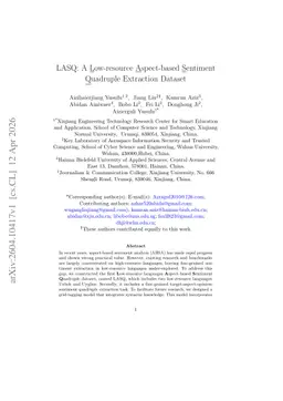 LASQ: A Low-resource Aspect-based Sentiment Quadruple Extraction Dataset