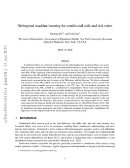 Orthogonal machine learning for conditional odds and risk ratios