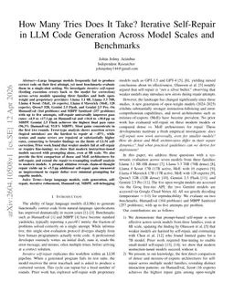 How Many Tries Does It Take? Iterative Self-Repair in LLM Code Generation Across Model Scales and Benchmarks