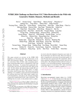 NTIRE 2026 Challenge on Short-form UGC Video Restoration in the Wild with Generative Models: Datasets, Methods and Results