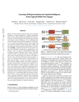 Learning 3D Representations for Spatial Intelligence from Unposed Multi-View Images