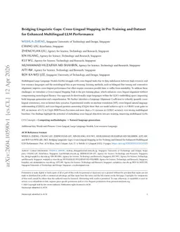 Bridging Linguistic Gaps: Cross-Lingual Mapping in Pre-Training and Dataset for Enhanced Multilingual LLM Performance