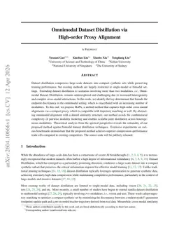 Omnimodal Dataset Distillation via High-order Proxy Alignment