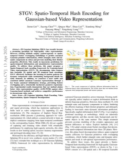STGV: Spatio-Temporal Hash Encoding for Gaussian-based Video Representation