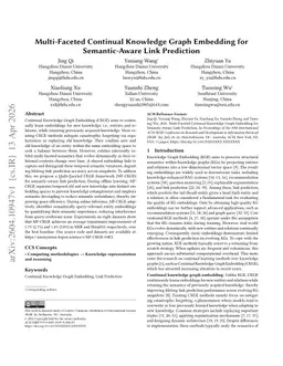 Multi-Faceted Continual Knowledge Graph Embedding for Semantic-Aware Link Prediction