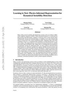 Learning to Test: Physics-Informed Representation for Dynamical Instability Detection