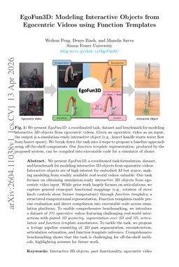 EgoFun3D: Modeling Interactive Objects from Egocentric Videos using Function Templates