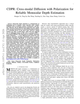 CDPR: Cross-modal Diffusion with Polarization for Reliable Monocular Depth Estimation