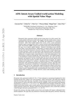 AIM: Intent-Aware Unified world action Modeling with Spatial Value Maps