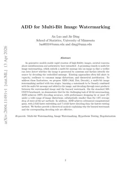 ADD for Multi-Bit Image Watermarking