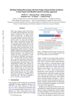 Eliciting Medical Reasoning with Knowledge-enhanced Data Synthesis: A Semi-Supervised Reinforcement Learning Approach
