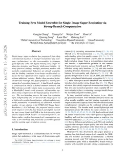Training-Free Model Ensemble for Single-Image Super-Resolution via Strong-Branch Compensation