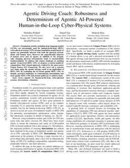 Agentic Driving Coach: Robustness and Determinism of Agentic AI-Powered Human-in-the-Loop Cyber-Physical Systems