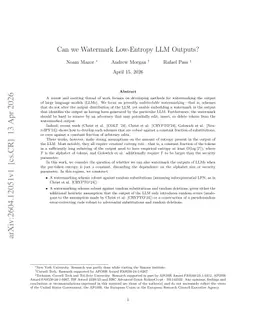 Can we Watermark Low-Entropy LLM Outputs?