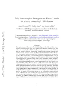 Fully Homomorphic Encryption on Llama 3 model for privacy preserving LLM inference