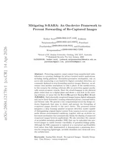 Mitigating S-RAHA: An On-device Framework to Prevent Forwarding of Re-Captured Images