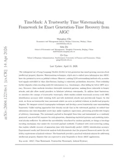 TimeMark: A Trustworthy Time Watermarking Framework for Exact Generation-Time Recovery from AIGC