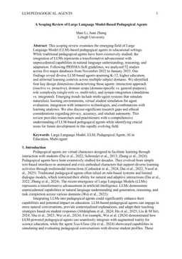 A Scoping Review of Large Language Model-Based Pedagogical Agents