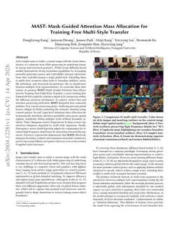 MAST: Mask-Guided Attention Mass Allocation for Training-Free Multi-Style Transfer