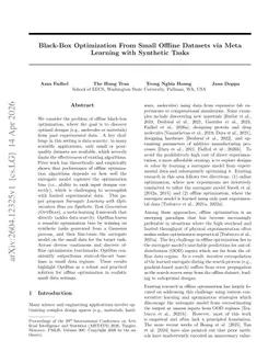 Black-Box Optimization From Small Offline Datasets via Meta Learning with Synthetic Tasks