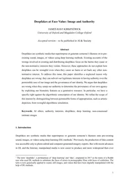 Deepfakes at Face Value: Image and Authority