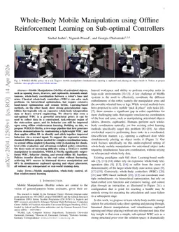 Whole-Body Mobile Manipulation using Offline Reinforcement Learning on Sub-optimal Controllers