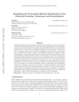 Rethinking the Personalized Relaxed Initialization in the Federated Learning: Consistency and Generalization