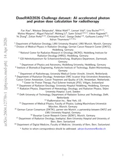DoseRAD2026 Challenge dataset: AI accelerated photon and proton dose calculation for radiotherapy