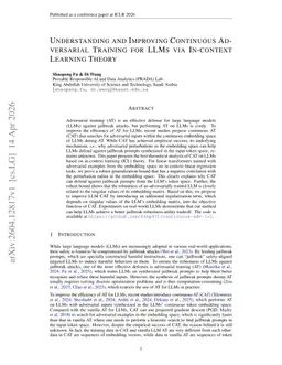 Understanding and Improving Continuous Adversarial Training for LLMs via In-context Learning Theory
