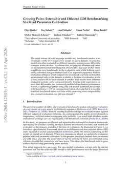 Growing Pains: Extensible and Efficient LLM Benchmarking Via Fixed Parameter Calibration