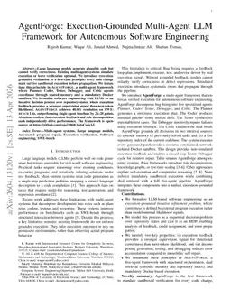 AgentForge: Execution-Grounded Multi-Agent LLM Framework for Autonomous Software Engineering