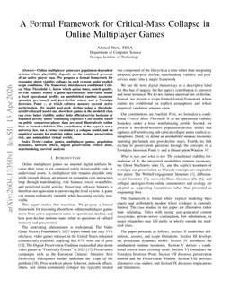 A Formal Framework for Critical-Mass Collapse in Online Multiplayer Games